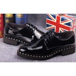 Black Patent Leather Studs Lace Up Oxfords Flats Dress Shoes