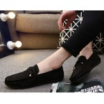 Black Suede Bow Mens Casual Loafers Flats Shoes