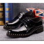 Black Patent Leather Studs Lace Up Oxfords Flats Dress Shoes