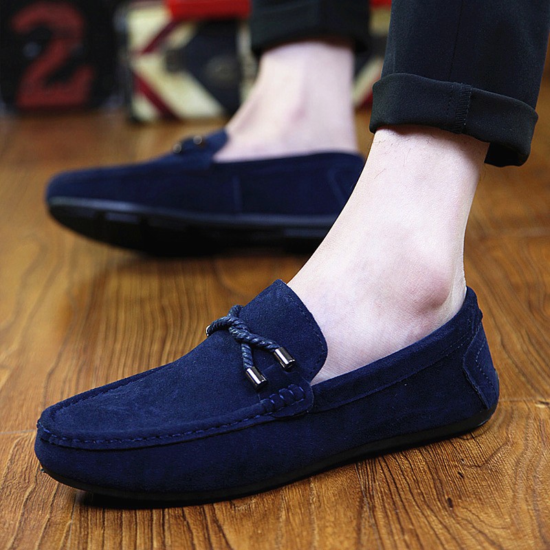 Blue Navy Suede Braided Knit Mens 