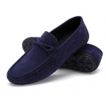 Blue Navy Suede Mens Casual Loafers Flats Shoes