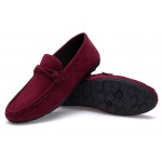 Burgundy Suede Mens Casual Loafers Flats Shoes
