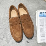 Brown Suede Point Head Flats Loafers Dapper Mens Dappermen Shoes