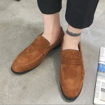 Brown Suede Point Head Flats Loafers Dapper Mens Dappermen Shoes