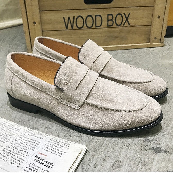 mens cream suede loafers