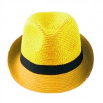 Yellow Straw Woven Jazz Bowler Hat