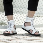 White High Top Strappy Thumb Fashion Mens Sneakers Gladiator Roman Sandals