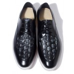 Black Skulls Embossed Leather Gothic Lace Up Mens Oxfords Dress Shoes