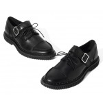 Black Buckle Leather Dapper Man Lace Up Mens Oxfords Dress Shoes