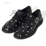 Black Embroidery Polkadots Leather Dapper Man Lace Up Mens Oxfords Dress Shoes