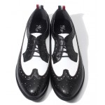 Black White Vintage Leather Dapper Man Lace Up Mens Oxfords Dress Shoes