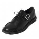 Black Buckle Leather Dapper Man Lace Up Mens Oxfords Dress Shoes