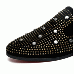 Black Suede Gold Studs Mens Oxfords Loafers Dress Shoes Flats