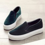 Green  Velvet Platforms Sole Womens Sneakers Loafers Flats Shoes