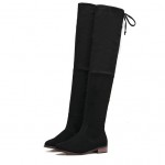 Black Suede Long Knee Rider Flats Boots Shoes