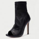 Black Peep Toe Ankle Stiletto High Heels Boots Shoes