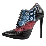 Black Multi Color Snake Skin Lace Up Oxfords Stiletto High Heels Boots Shoes