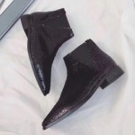 Black Grey Sequins Bling Bling Point Head Chelsea Ankle Boots Shoes