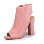 Pink Suede Peep Toe Slingback High Heels Ankle Boots Shoes