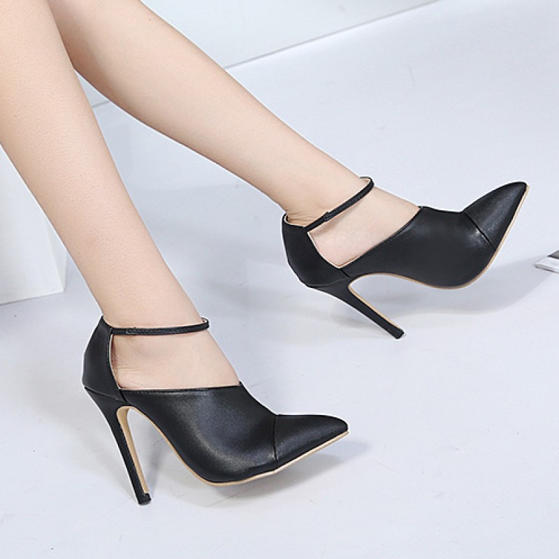 black heeled shoes with strap