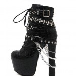 Black Studs Grunge Platforms Punk Rock Chunky Block Heels Boots Shoes