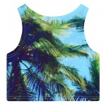 Blue Coconut Palm Trees Sleeveless T Shirt Cami Tank Top