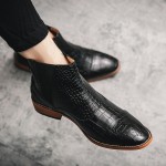 Black Croc Baroque Vintage Dapperman Dapper Man Chelsea Boots Shoes