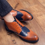 Brown Blue Wingtip Baroque Vintage Dapperman Dapper Man Boots Shoes