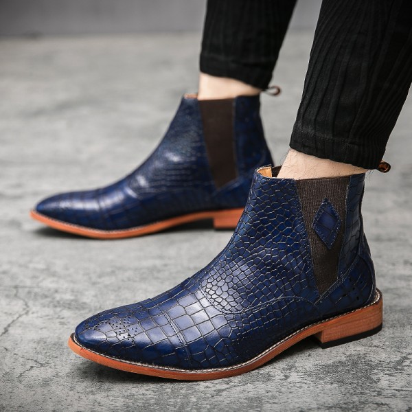 Blue Croc Baroque Vintage Dapperman Dapper Man Chelsea Boots Shoes
