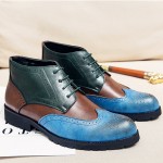 Blue Green Wingtip Baroque Vintage Dapperman Dapper Man Boots Shoes