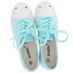 Blue White Sheep Lamb Ribbon Lace Up Sneakers Flats Shoes