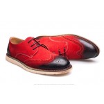 Red Vinage Suede Lace Up Baroque Mens Oxfords Dress Shoes