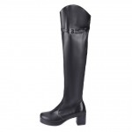 Black Military Long Knee Long Thigh Boots Shoes