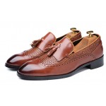 Brown Tassels Knitted Loafers Dapper Mens Dappermen Shoes