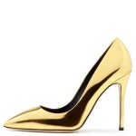 Gold Mirror Metallic Leather Pointed Toe High Stiletto Heels Shoes 