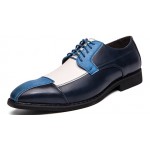 Blue White Patterned Oxfords Loafers Dress Dapper Man Shoes Flats