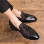Brown Tassels Leather Prom Party Loafers Flats Dress Shoes