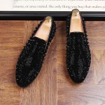 Black Diamantes Spikes Studs Loafers Dress Flats Shoes