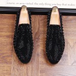 Black Diamantes Spikes Studs Loafers Dress Flats Shoes