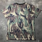 Green Army Camouflage Round Neck Short Sleeves Mens T-Shirt