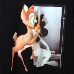 Black Bambi Cartoon Deer Round Neck Short Sleeves Mens T-Shirt