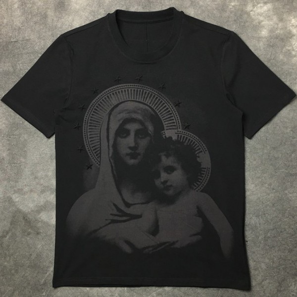 Black Mary Maria Baby Jesus Round Neck Short Sleeves Mens T-Shirt
