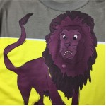 Grey Blue Yellow Lion on Rock Round Neck Short Sleeves Mens T-Shirt