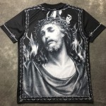 Black Jesus Christ Thorn Round Neck Short Sleeves Funky Mens T-Shirt