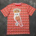 Orange Owl with Crown Round Neck Short Sleeves Funky Mens T-Shirt