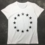 White Euro Stars Round Neck Short Sleeves Funky Mens T-Shirt