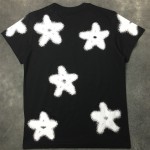 Black White Stars Spray Paint Round Neck Short Sleeves Funky Mens T-Shirt