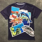 Blue Dolphin Crab Turtle Ocean Round Neck Short Sleeves Funky Mens T-Shirt