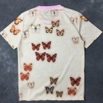 Pink Brown Butterflies Round Neck Short Sleeves Funky Mens T-Shirt