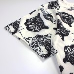 White Black Tiger Cheetah Print Round Neck Short Sleeves Funky Mens T-Shirt